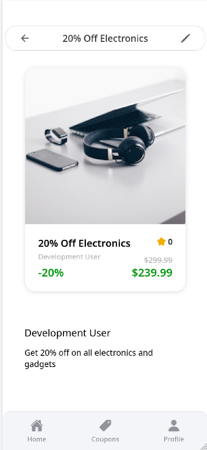 Business app coupon preview