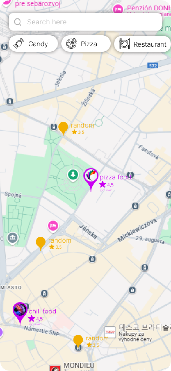 User mobile app map view